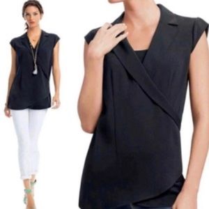 Cabi black origami faux wrap blouse